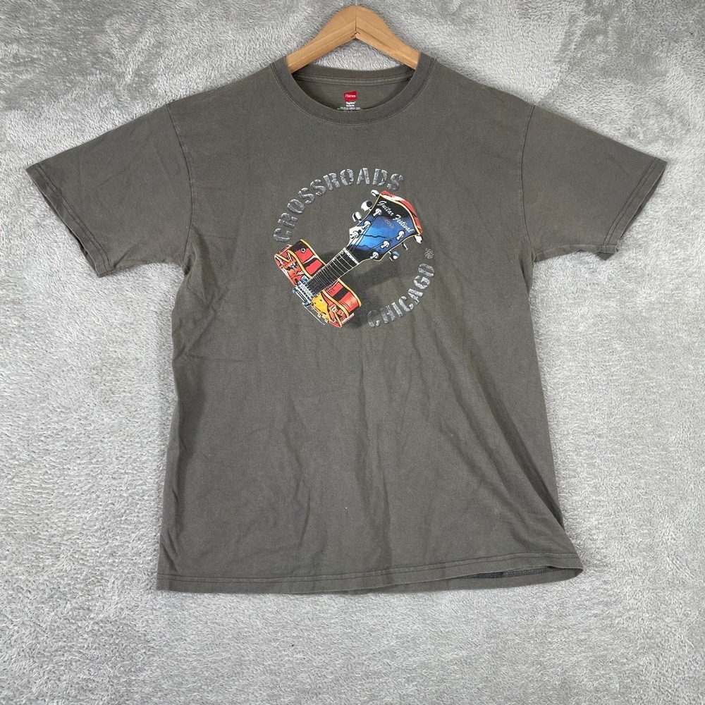 Crossroads Guitar Festival Shirt Mens Medium Gray 2010 Chicago Eric Clapton